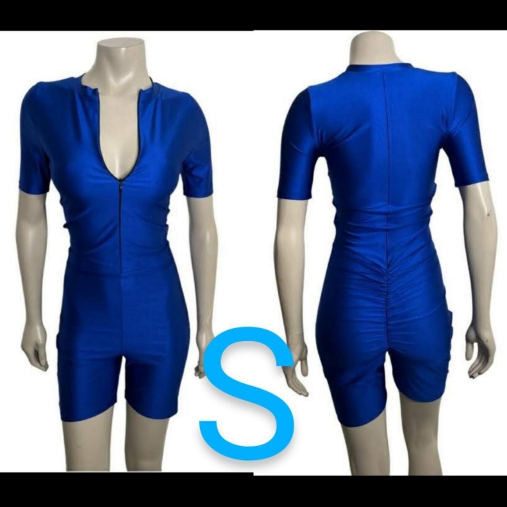 🆕Royal Blue Fashion Spandex Ruched Booty Romper~Size S